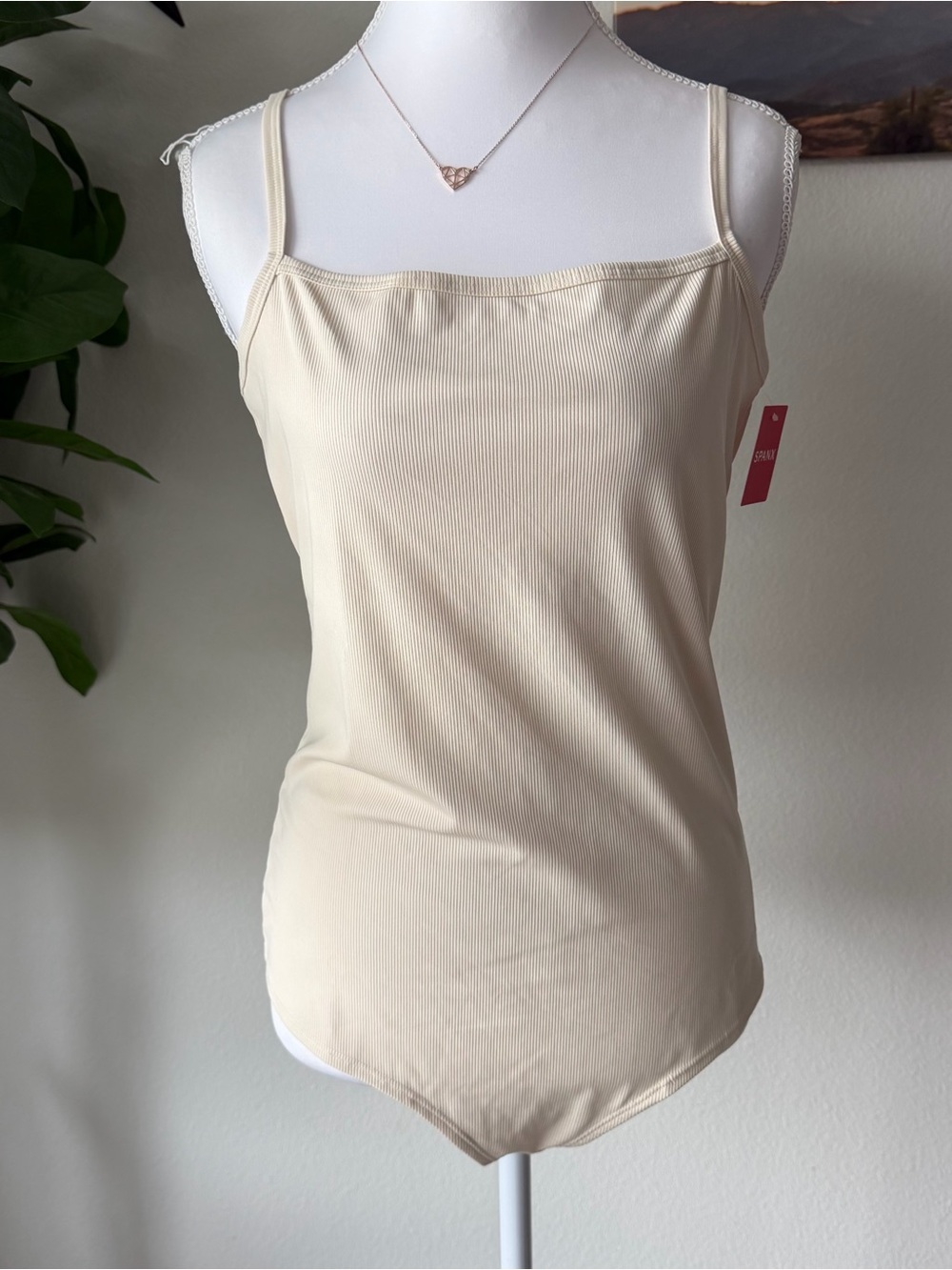 SPANX Cream Ribbed Bodysuit